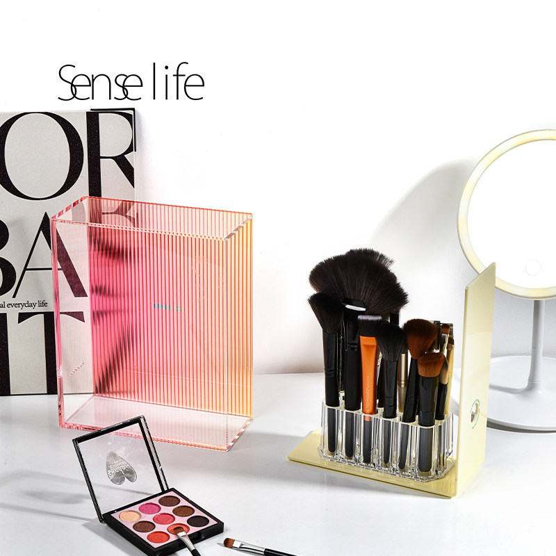 化妆刷收纳筒梳妆台桌面抽屉式防尘眼影刷眉笔置物架美妆刷收纳盒