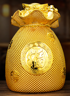 2023新款聚宝盆摆件金钱袋招财存钱罐储钱罐开店开业礼物只进不出