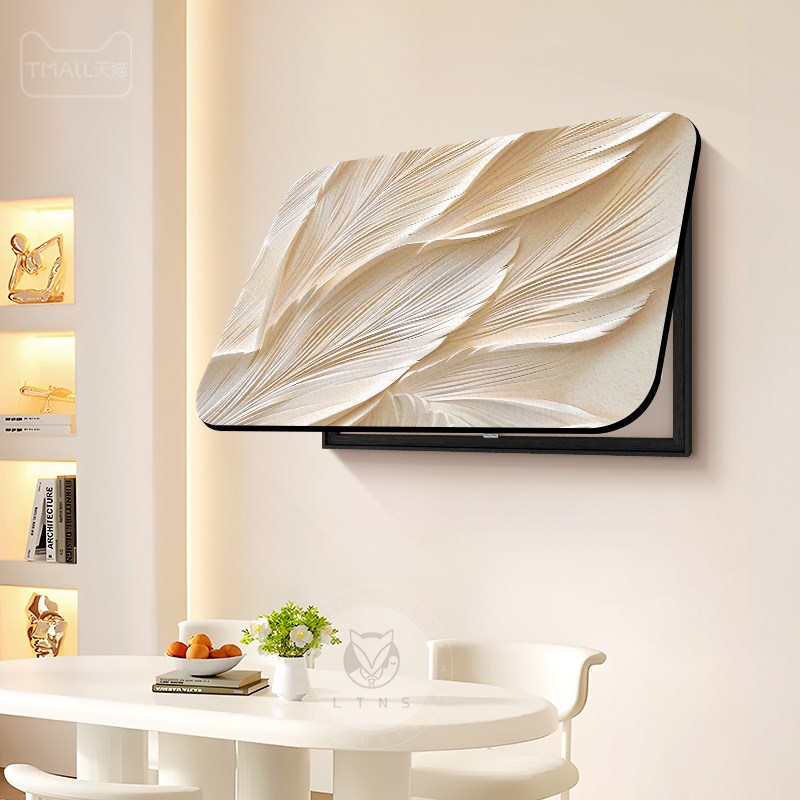 奶油风电表c箱装饰画2024新款弱电箱挂画电闸开关盒带钟表遮挡壁