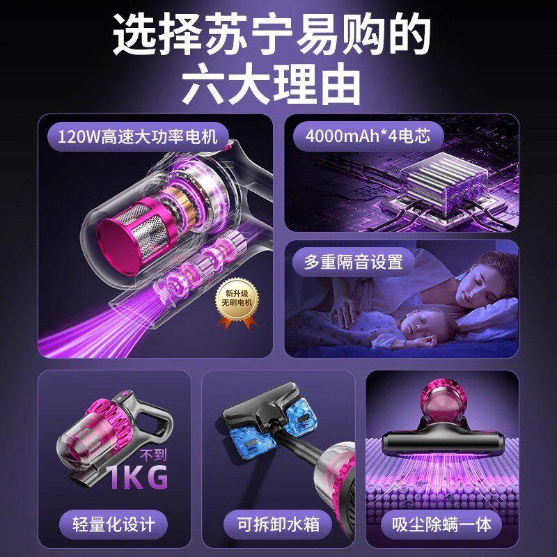吸尘器无线家用大吸力手持小型床上桌面吸拖一体自动清洗除螨3213