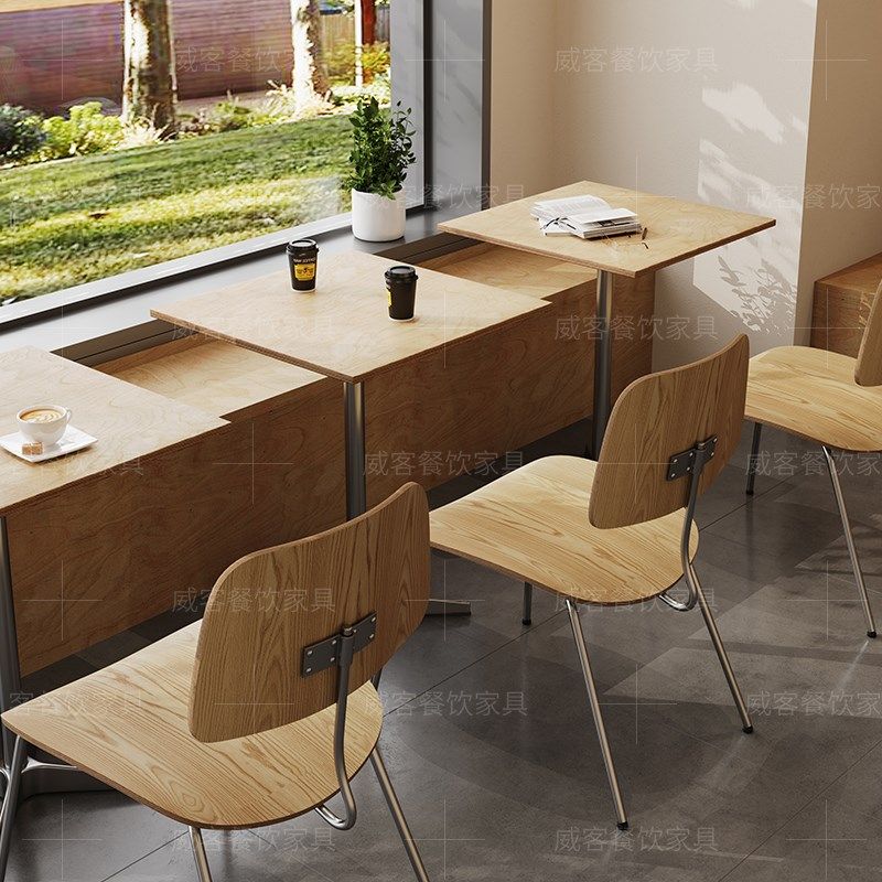 咖啡店海洋板工业风桌椅组合快餐店茶餐厅实木方桌折叠桌椅小圆桌,商业/办公家具,商用餐椅,淘宝优惠券,粉丝福利购,淘宝优惠卷