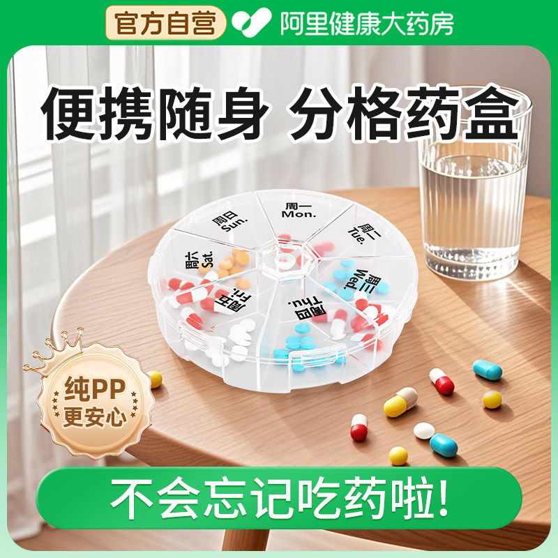 药盒药品分装盒旅行七天一日防潮密封一周口服药早中晚分格提醒图片