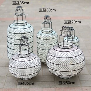 婚礼开业庆典茶馆酒店庭院居家手工编织铁艺灯笼装饰直径20-45cm