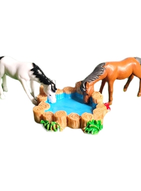 迷你仿真小马族微景观摆件假山水多肉景盆景造装饰品骏马动物配件