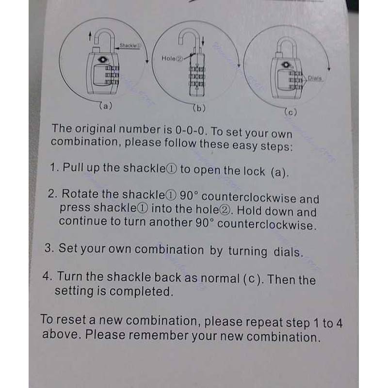Code Lock TSA Resettable 3 Digit Combination Safe Travel Lug