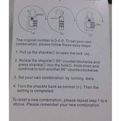 Code Lock TSA Resettable 3 Digit Combination Safe Travel Lug