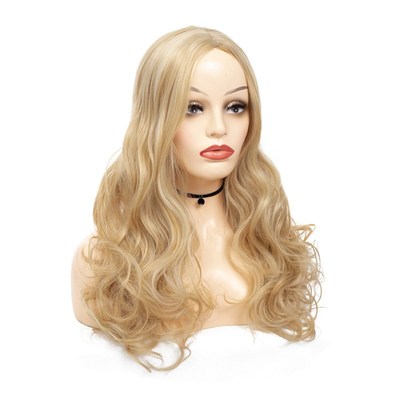 Womens long wavy blonde wig headgear blonde wig