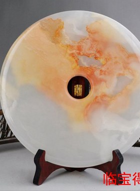 玉平安扣摆件客厅办公室玉璧和氏璧摆设玉石玉器摆件18厘