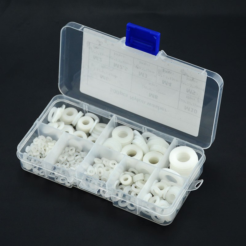 500Pcs/Box M2 M2.5 M3 M4 M5 M6 M8 M10 White Plastic Nylon Wa