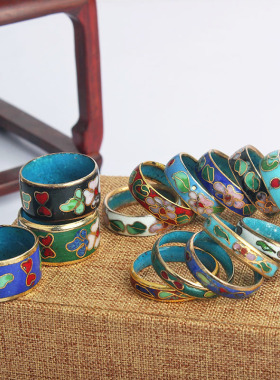 老货北京景泰蓝铜胎掐丝珐琅彩复古中国风戒指指环个性不挑颜色