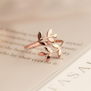 Fashion Open Leaf Rings For Women Girls Rose Gold Resizable