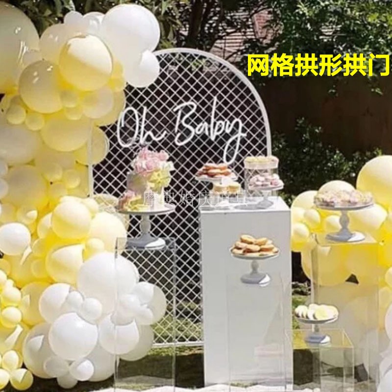 新款婚庆铁艺道具 婚礼网格屏风摆件 黑色舞台装饰花架 迎宾铁架