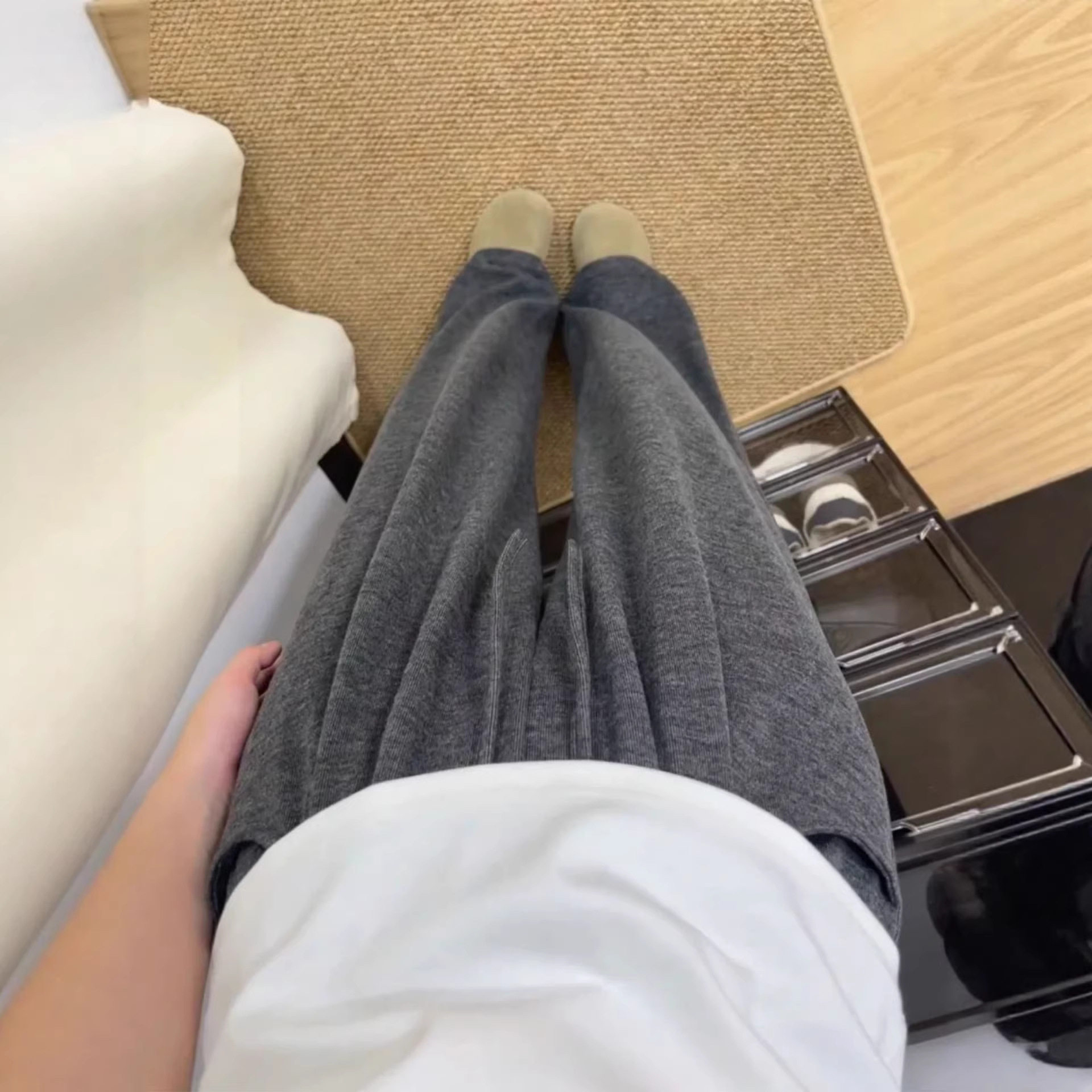 窄版糯米裤女秋冬新款加绒高腰垂感小个子软糯休闲宽松直筒阔腿裤