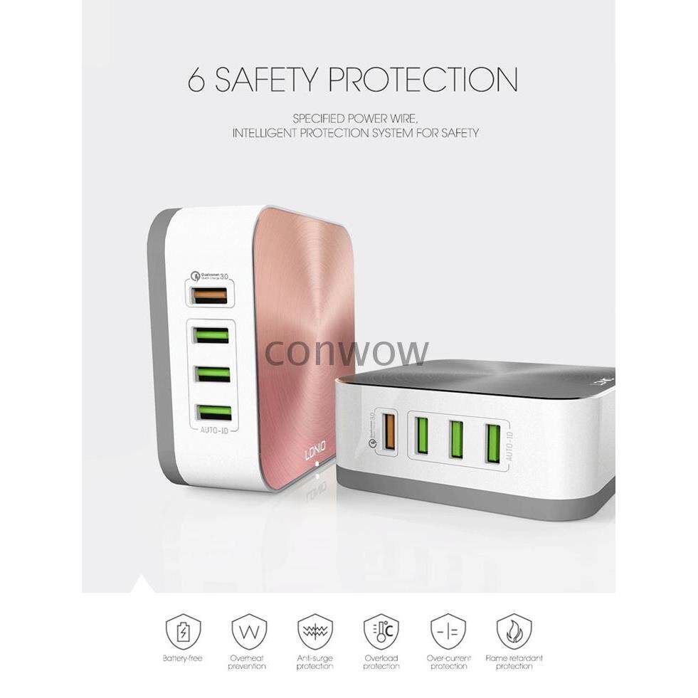 LDNIO QC3.0快充充电器PD65W6口USB快速充电头手机旅行充电器QC3.