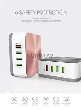 LDNIO QC3.0快充充电器PD65W6口USB快速充电头手机旅行充电器QC3.