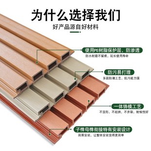 塑木长城板户外围栏庭院防腐木护栏栅栏花园共挤木塑外墙板格栅板