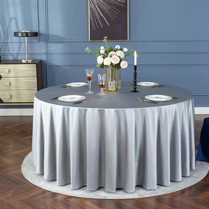高档酒店大圆桌桌布餐厅饭店高级圆形台布纯色宴会U新中式布艺定