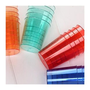 80pcs一次性25ml玻璃杯塑料杯彩色镜头