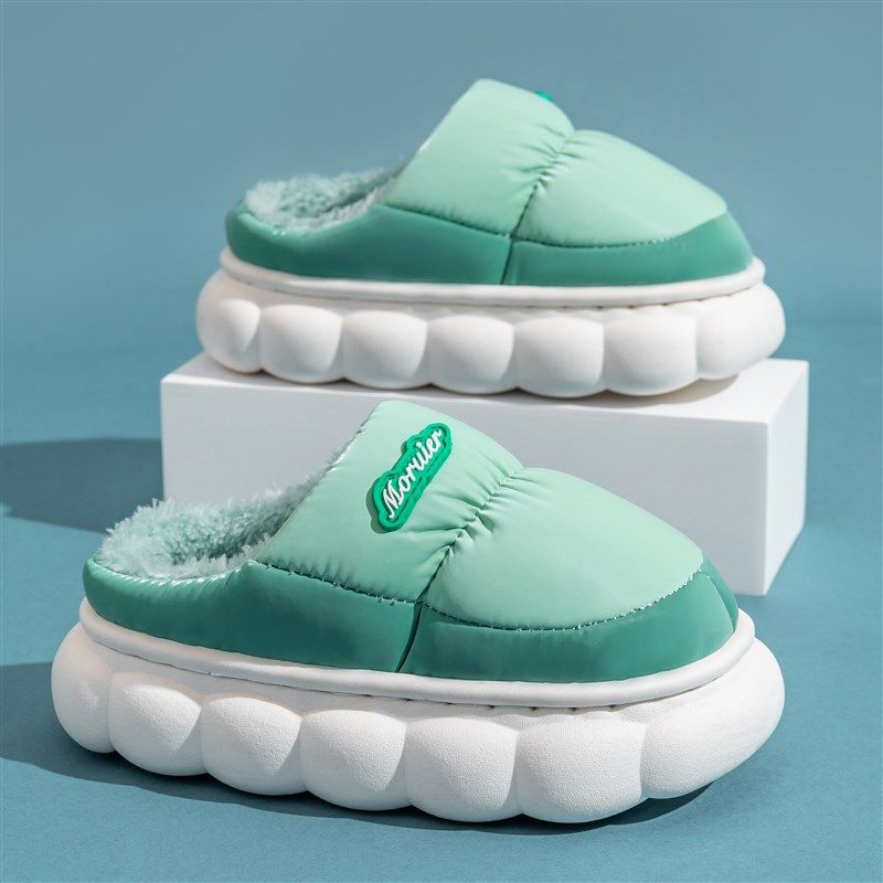 儿童棉拖鞋包跟男女大童棉鞋冬季保暖加绒加厚防滑防水居家羽绒鞋