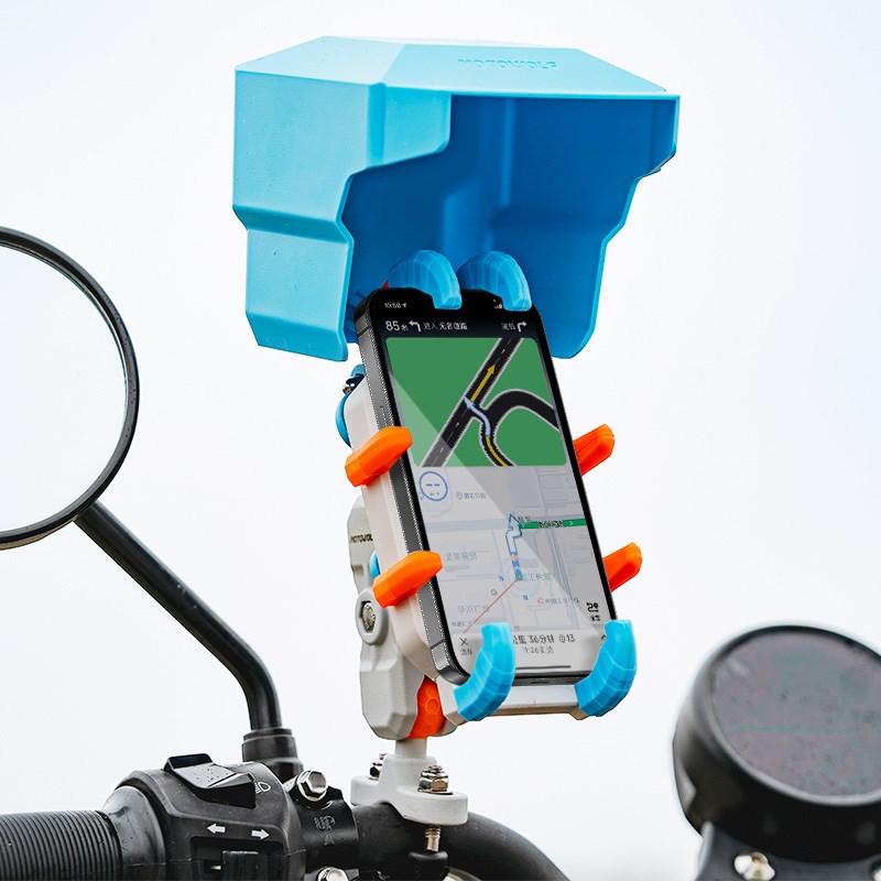 摩托车手机支架遮阳罩防晒外卖骑车F减震防盗电动车导航无线车充