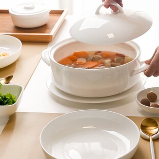 品汤锅骨瓷双耳汤碗带盖带盖的汤盆陶瓷大号家用高级感有盖大汤碗