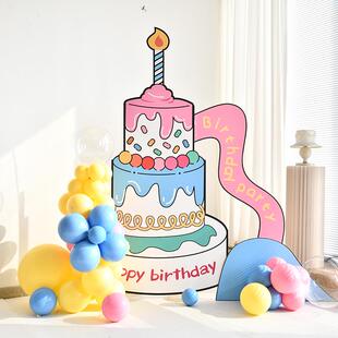 INS生日kt板定制装饰场景布置儿童宝宝宴派对男孩女孩背景墙周岁