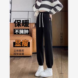 东北休闲保暖一体绒棉裤 加绒加厚外穿羊羔绒运动裤 女秋冬防风卫裤
