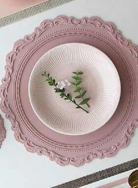 Korean Retro Relief Dinner Mat Bowl and Plate Mat Heat