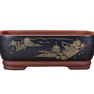 长方形花盆室内桌面阳台绿植小叶紫檀黄杨老桩罗汉松树紫砂盆景盆