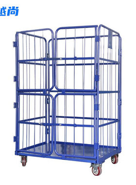 越越尚移动物流台车1100*800*1700mm四小门蓝色周转搬运装卸车分
