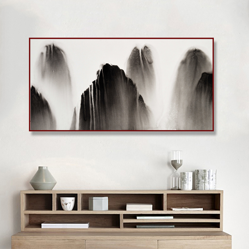 水墨远山客厅山水画装饰画大幅新中式挂画现代沙发背景墙壁画墙画