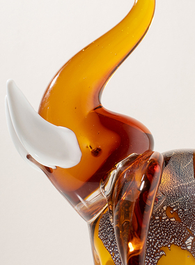 创意欧式琉璃招财象高升摆件客厅玄关酒柜办公室工艺品开业礼物