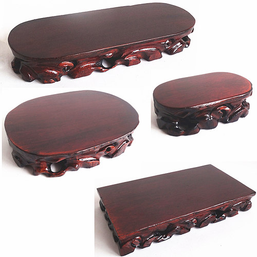 极速实木奇石底座木质根雕可挖槽花盆景摆件长方椭圆形玉石头佛像