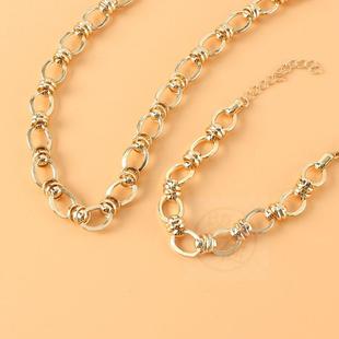 Simple Gold Oval chain jewelry set fashion punk Necklace f