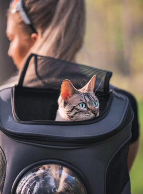 Fat Cat Backpack Carrier Denim Pet Backpack with Space Capsu