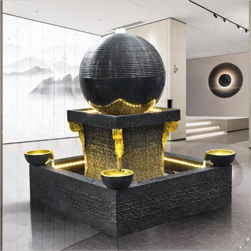 欧式大型落地转招球摆件酒店前台圆球喷泉水景运财工艺品摆饰大厅
