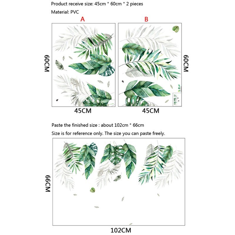 Tropical vegetation large leaves Wall er wallpaper Living ro