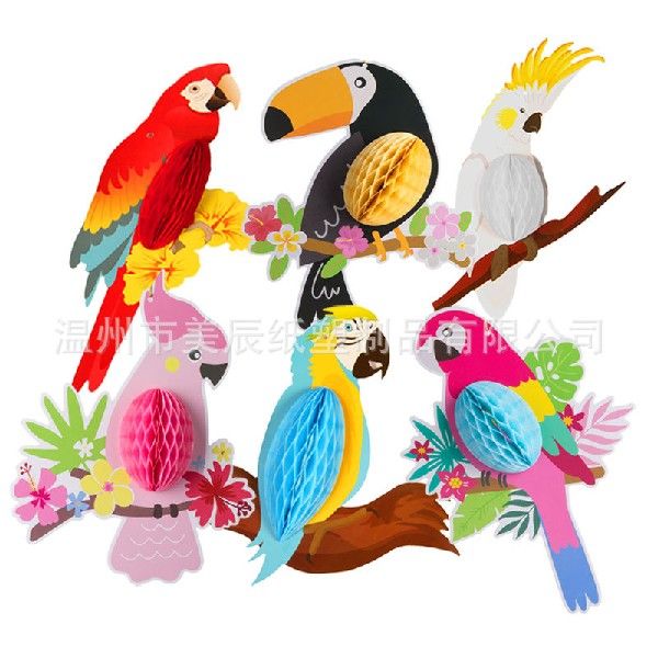Hawaii Tropical Party Theme Decor Parrots Hanging Pendants