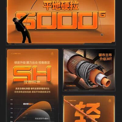 汉鼎螺纹钢二代鱼竿手竿超硬大物竿青鲟巨物杆鱼杆台钓竿综合手杆