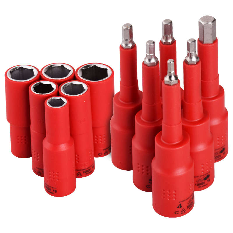 进口1000V3/8绝缘加长六角套筒加长内六角旋具套筒4-10MM安全认证