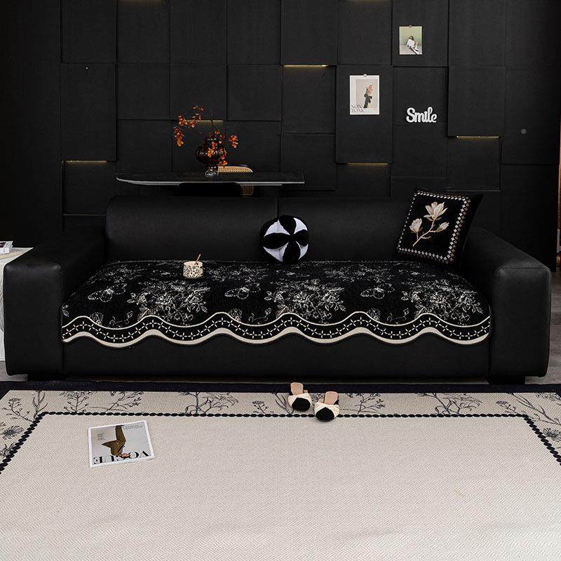 异沙盖垫四季通用黑色不米芙规则直排坐垫防形滑高级发感布轻奢皮,居家布艺,沙发套,淘宝优惠券,粉丝福利购,淘宝优惠卷