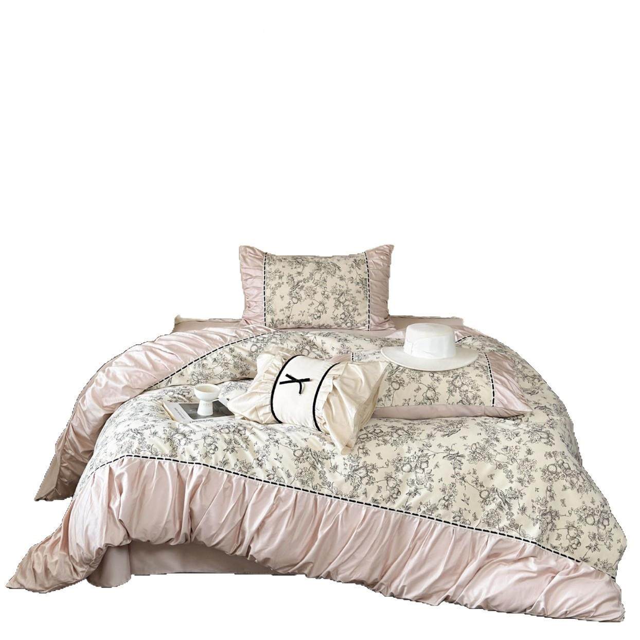 式四极简风纯棉床单被罩件WL250426套全棉印花法季款复古高四级感,床上用品,床品套件/四件套/多件套,淘宝优惠券,粉丝福利购,淘宝优惠卷