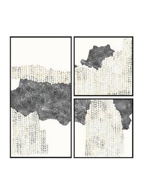 万物新式QZ202110玄关柜装饰画酒店包间大壁画立体浮堂雕肌理中组