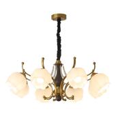 卧法式 中古风客奶灯具美式 田厅园943油风玻璃餐厅吊灯实木复古室