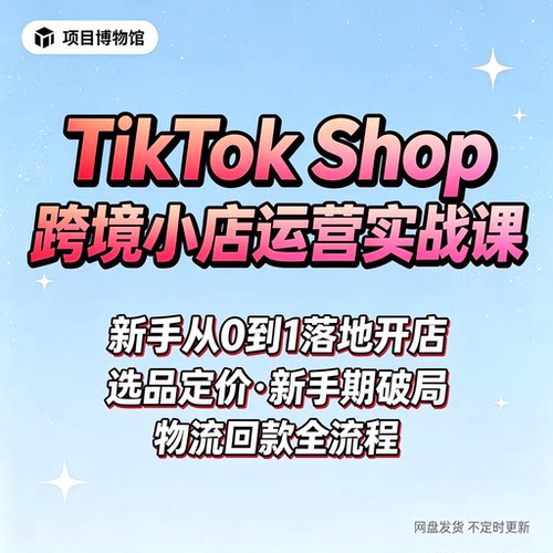 2026年新课TikTok跨境电商新手启航全套课程tk运营tk课程