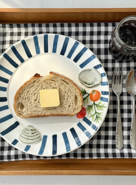 ins风儿童餐具盘子西餐盘甜点蛋糕盘意面盘家用菜盘碟子陶瓷餐盘