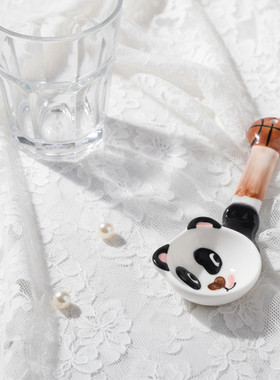 长柄陶瓷勺子汤勺调羹甜点早餐燕麦勺家庭个人专用可爱儿童宝宝勺