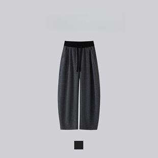 GO ILDSHNM冬季加厚极简保暖百搭休闲裤撞色重磅宽松直筒弯刀裤
