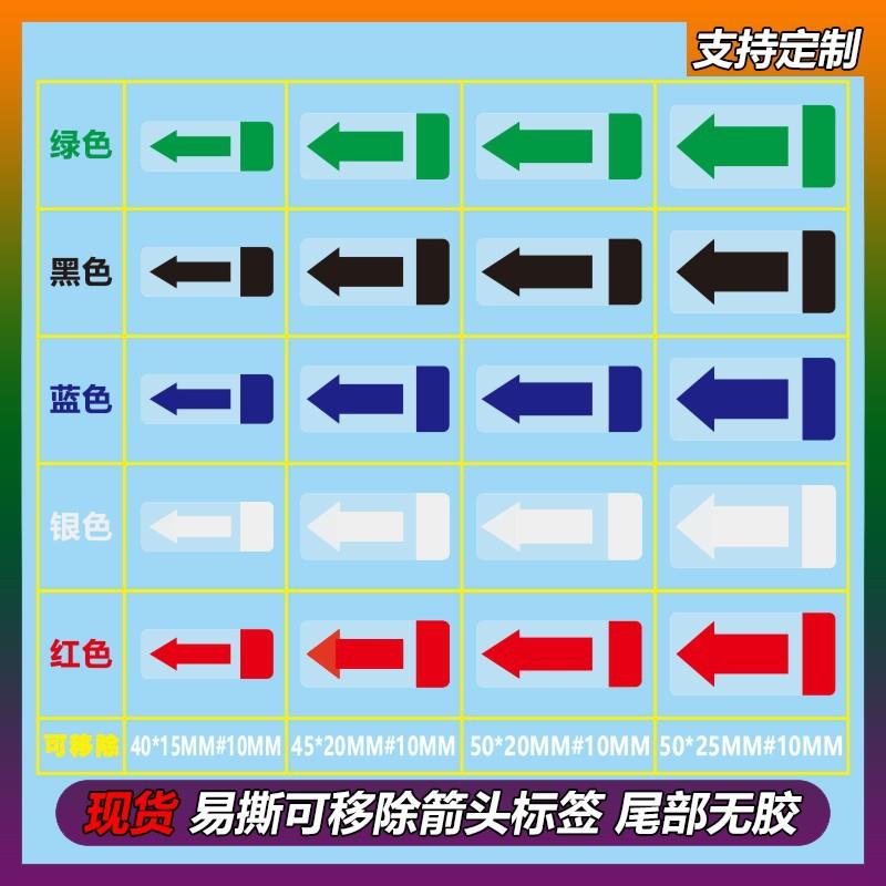 现货易撕可移除箭头标签长条无痕间隔不粘胶透明不干胶封口贴4