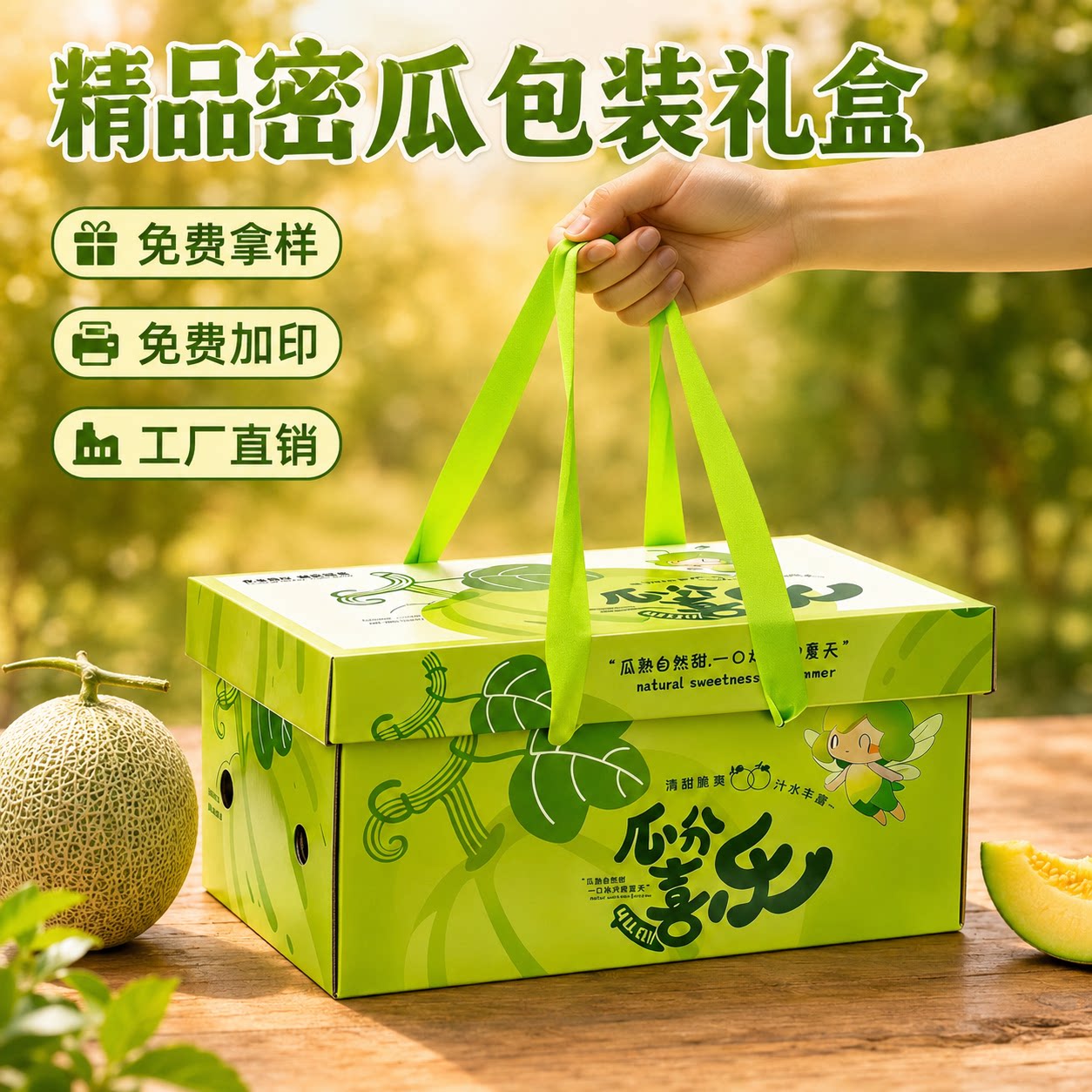 高档哈密瓜包装盒手提礼品盒
